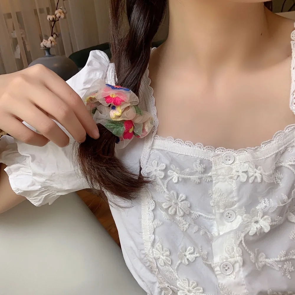 AOMU-Korea-Chic-Colorful-Embroidery-Flower-Transparent-Net-Yarn-Elastic-Hair-Bands-for-Women-2020-Spring