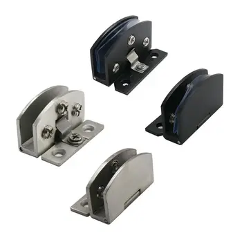 

2PCS No Drilling Heavy Duty Clamp Hinge Zinc Alloy Wine Cabinet Glass Door Hinges Hardware Furniture Accessories