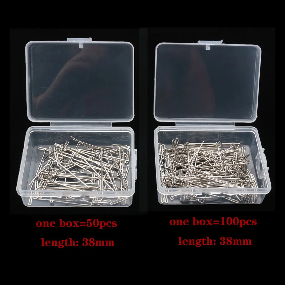Wig Making T Pins 50/100pcs Long Silver Wig Pins for Wigs Making Display On Mannequin Canvas Head 38/51mm T Pins Needle Salon Styling Tools