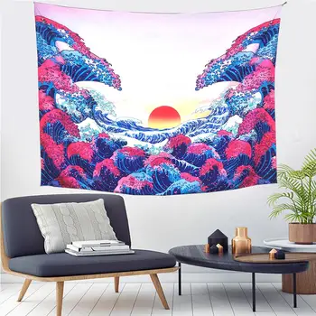 

Art Mountains Forest Background Painting Bedroom Living Room Decoration Japan Wall Hanging Tapestry Home Decor Blanket Tapestry