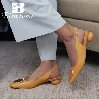 

RIZABINA Spring Women Pumps Ankle Strap Women Shoes Daily Casual Metal Square Toe Buckle Sweet Color Female Footwear Size 33-43