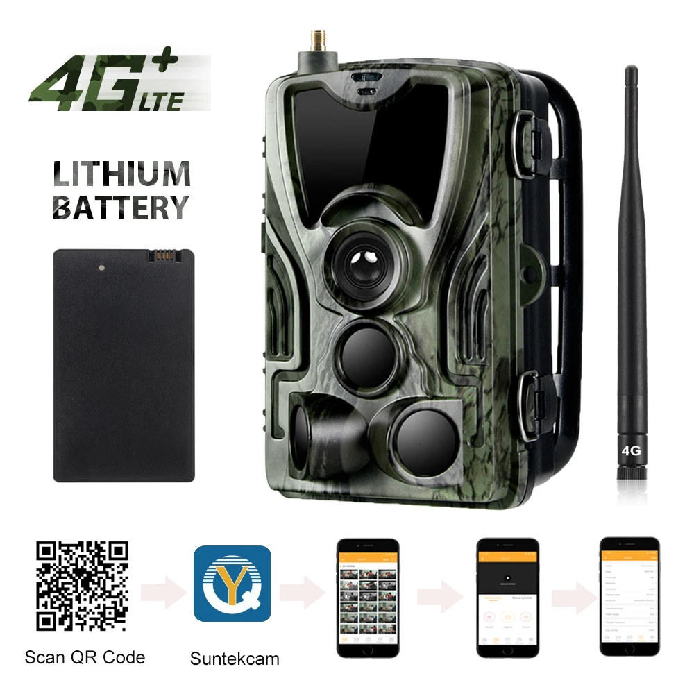 4K Live Show APP Clould Service Hunting Trail Camera HC801PROLI Stream Media 5000Mah Recharger Battery 4G 30MP Night Vision