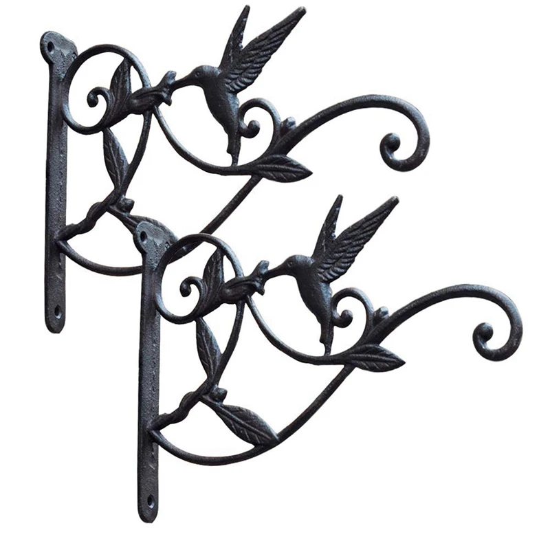 

Cast Iron Plant Hooks Vintage Wall Hanging Brackets for Lanterns,Planters,Flower Pot Baskets,Wind Chimes,Wind Spinners,Bird Fe