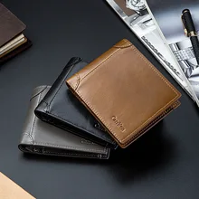 21 New Men's Short Wallet Horizontal Youth Retro Multi-function Wallet Leaf Wallet Multi Card Loose Wallet Length Main Material