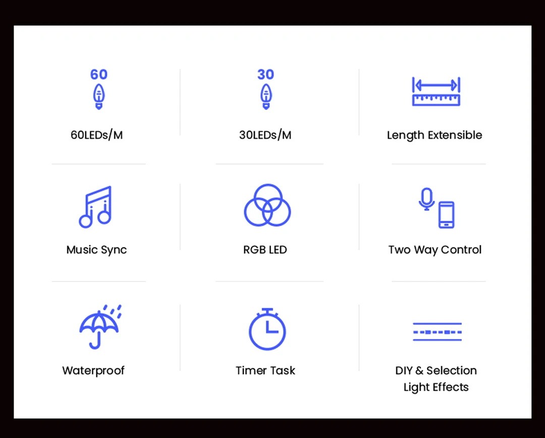 rgb iluminação ambiente corda sincronização música compatível