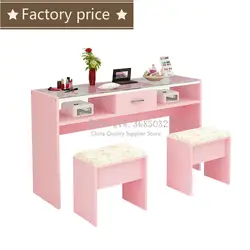 Простые розовые маникюрные столики и табуреты в скандинавском стиле, прочный Одноместный Маникюрный Стол и стул, ДСП, ширина 0,8 м