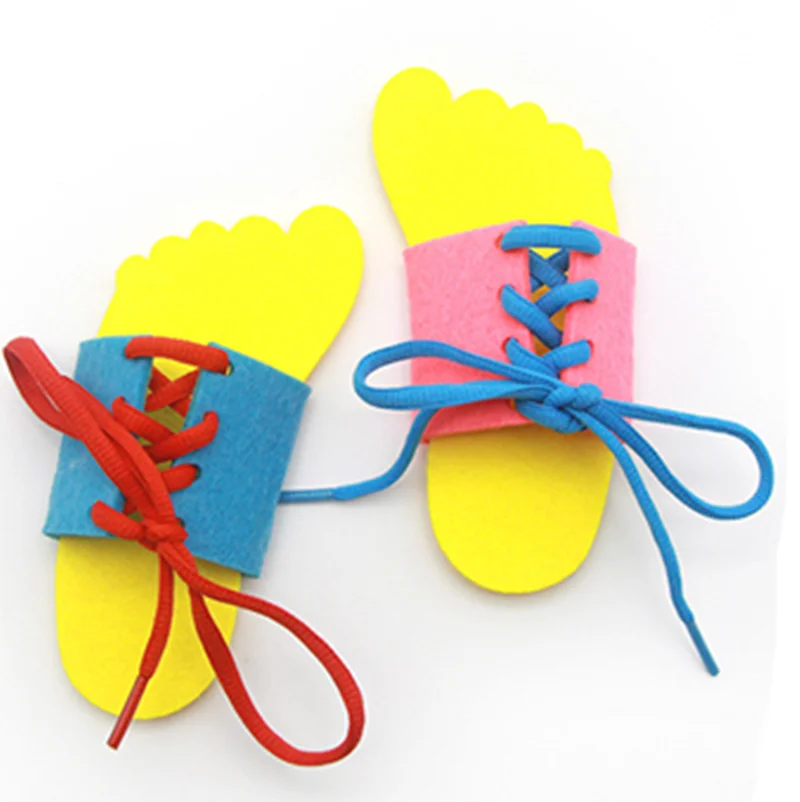 2pcs Детские обучающие игрушки Монтессори; Детская Обувь На Шнуровке Для малышей; Leaing To Tie Shoelacesrn; Математические Игрушки для раннего обучения - Цвет: 2pcs