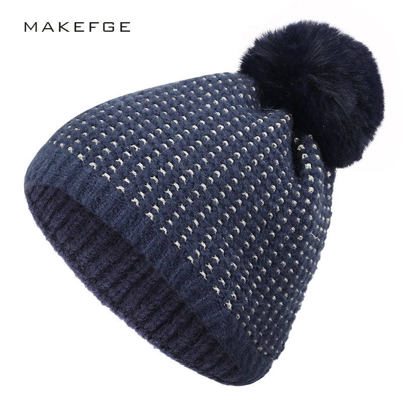

Fashion winter shiny woman hat solid color pom-pom ladies warm hat raccoon fur pompom knit hat real fur pompon hat woman peas