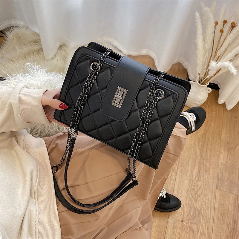 

High quality handbags new 2020 fashion ladies niche design rhombic chain bag trendy Korean version of shoulder messenger bag