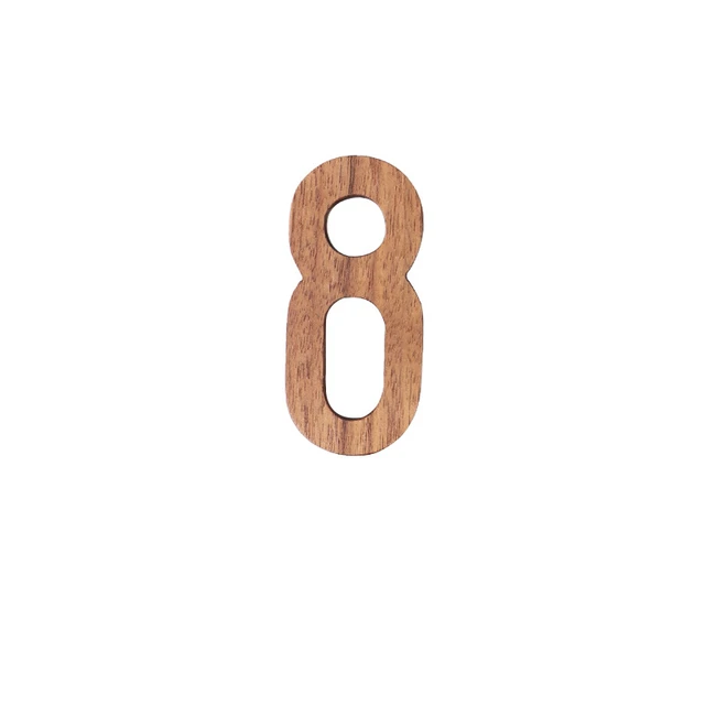 Black Walnut Wall English Alphabet Numbers Combination House Cafe Bar DIY Adhesive Wooden Decoration Letters Numbes 8