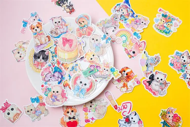 40 шт./упак. с симпатичными изображениями кошки, собаки Kawaii декоративные Стикеры DIY планировщик дневник в стиле Скрапбукинг Стикеры для альбомов