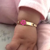 Pink Heart Bracelets for Little Baby Girl Bracelet Kids Jewelry Christmas Gift Baptism Armband Gold Pulsera Bebe Pulceras B0929