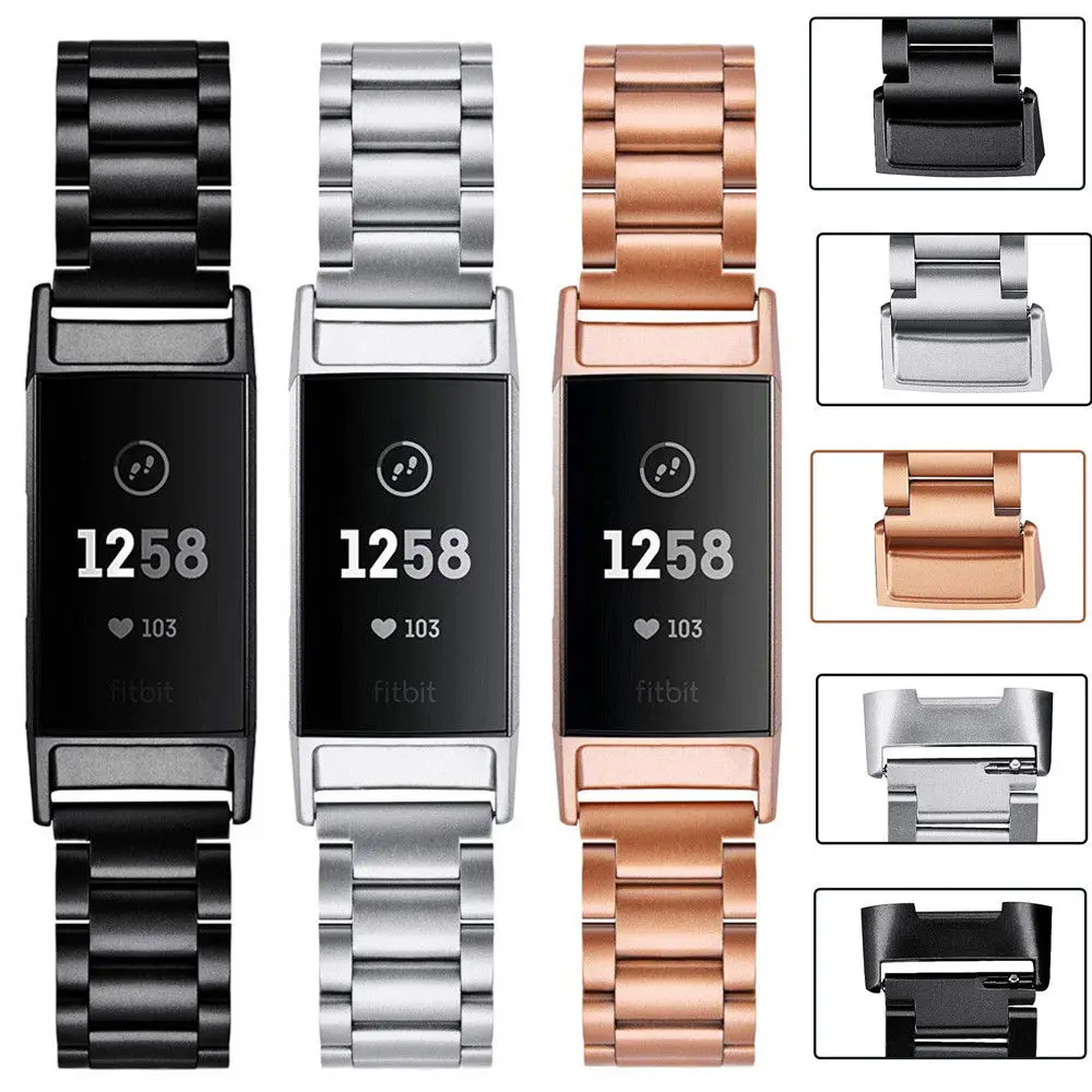 Спортивный ремешок для Fitbit Charge 3 браслет из нержавеющей стали с браслетом и