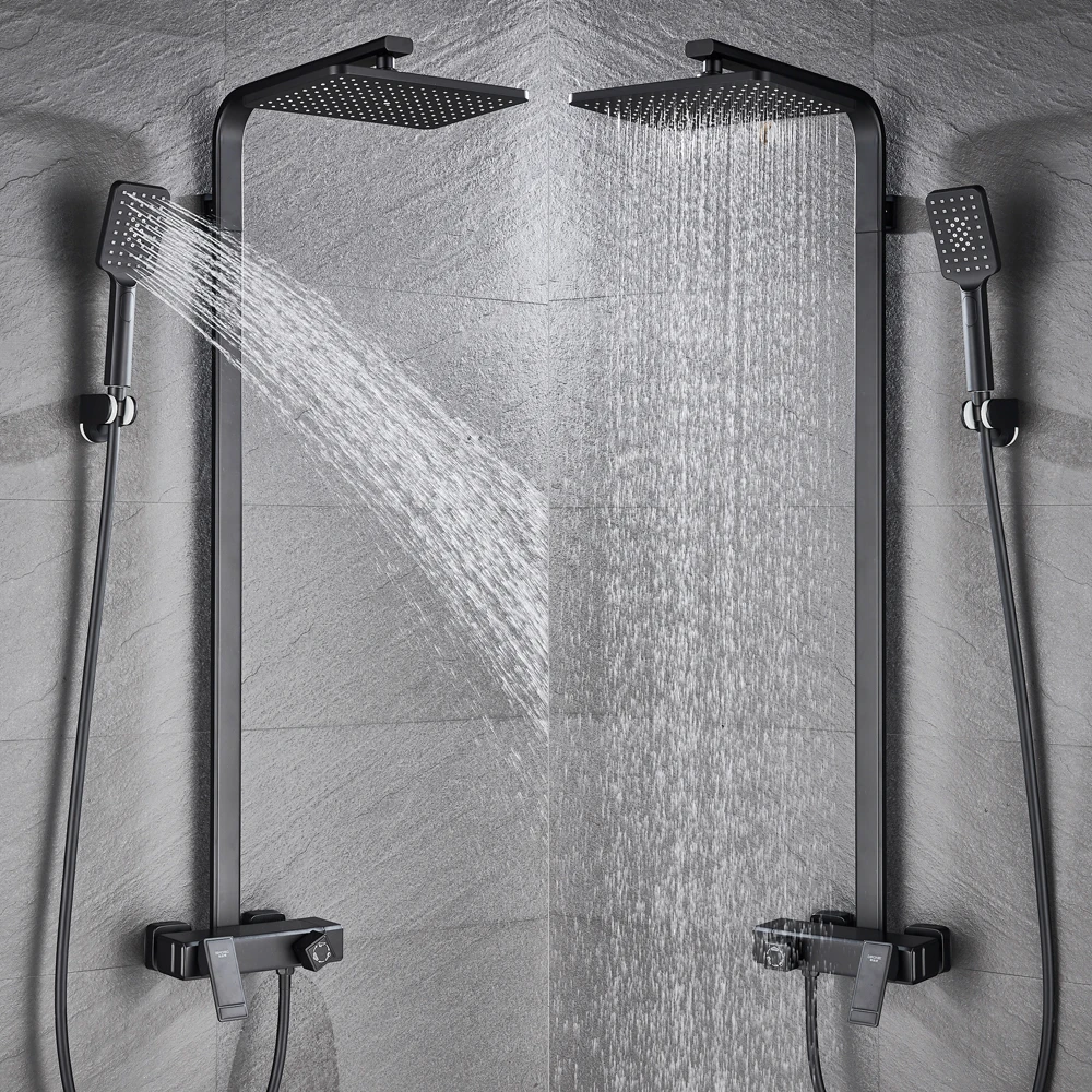 Bathroom Faucet Chrome/Black Rain Shower Head Bath Faucet Wall Mounted Bathtub Shower Mixer Tap Shower Faucet Shower Set Mixer