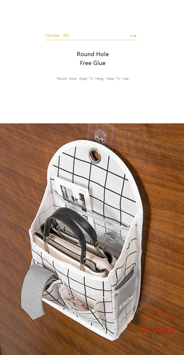 OYOREFD Wall Mounted Multi-function Waterproof Bag Organizer Cotton Linen Toiletry Bag Home Hanging Storage Bag Room Organizer