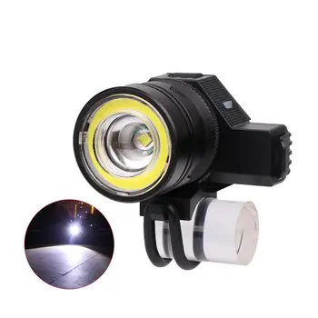 

T6+COB USB Rechargeable LED Flashlight Head Light Bike Mechanical Zoom Front Light Bicycle Accessories