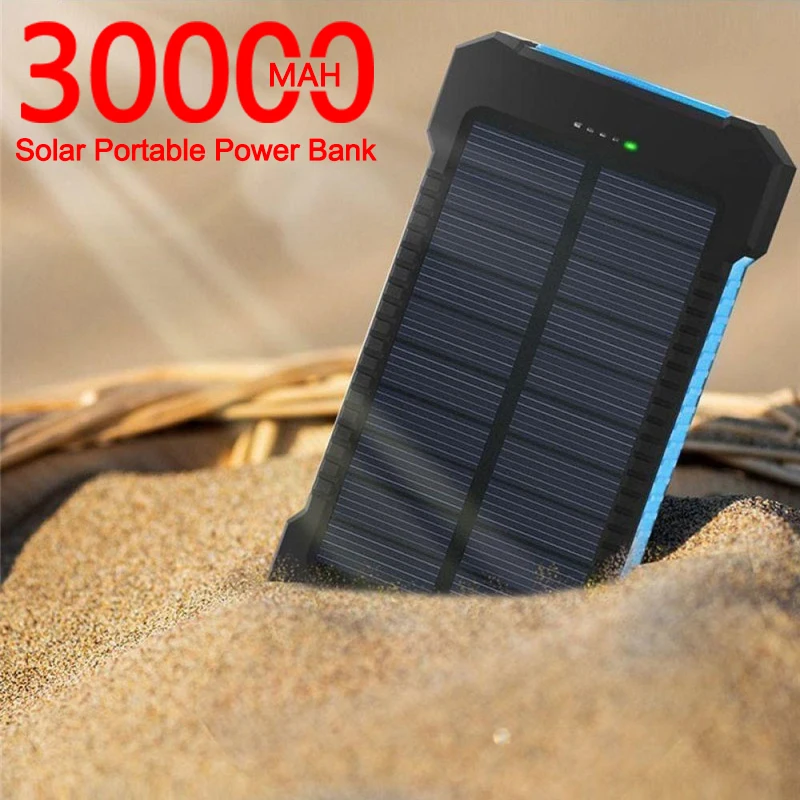 Солнечный 30000 мАч Power Bank большой емкости портативный мобильный телефон зарядное