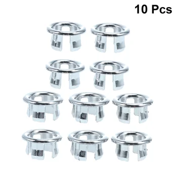 

10pcs Kitchen Bathroom Basin Trim Bath Sink Hole Round Overflow Drain Cap Cover Overflow Ring (Hollow Ring)