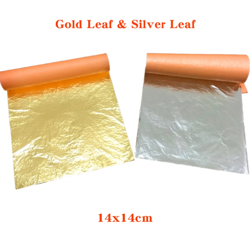 Gold Silver Leaf Imitation 14 x 14cm For Gilding Furniture Leaves Sheets Foil 25 Per Booklet | Дом и сад