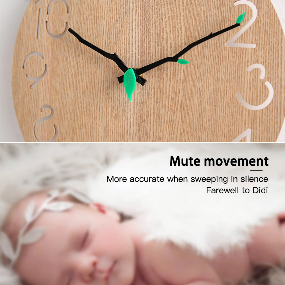 Wooden Wall Clock ,Round Suitable for Living Room Bedroom and Kitchen Decoration (11 Inches) Easy to Read and Install