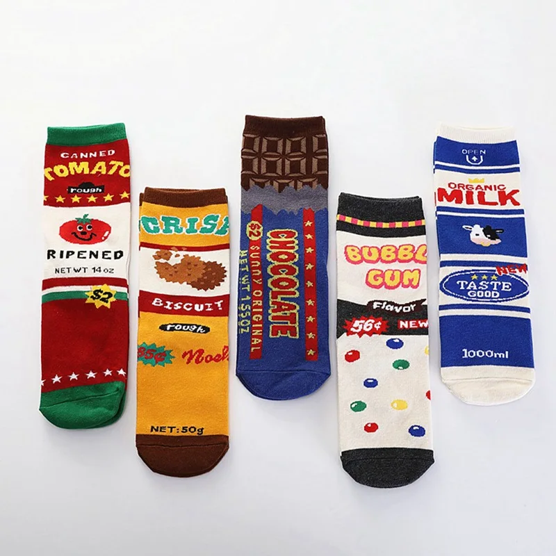 1 пара, молочный шоколад, японский тренд, печенье, томатная еда, короткие носки для женщин, женщин, мужчин, Индивидуальные Длинные хлопковые забавные носки без пятки