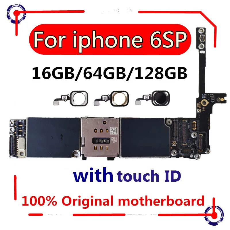

For iPhone 6s plus 6sp motherboard with touch ID black/white/gold/pink Original unlocked logic board 16gb/64gb/128gb