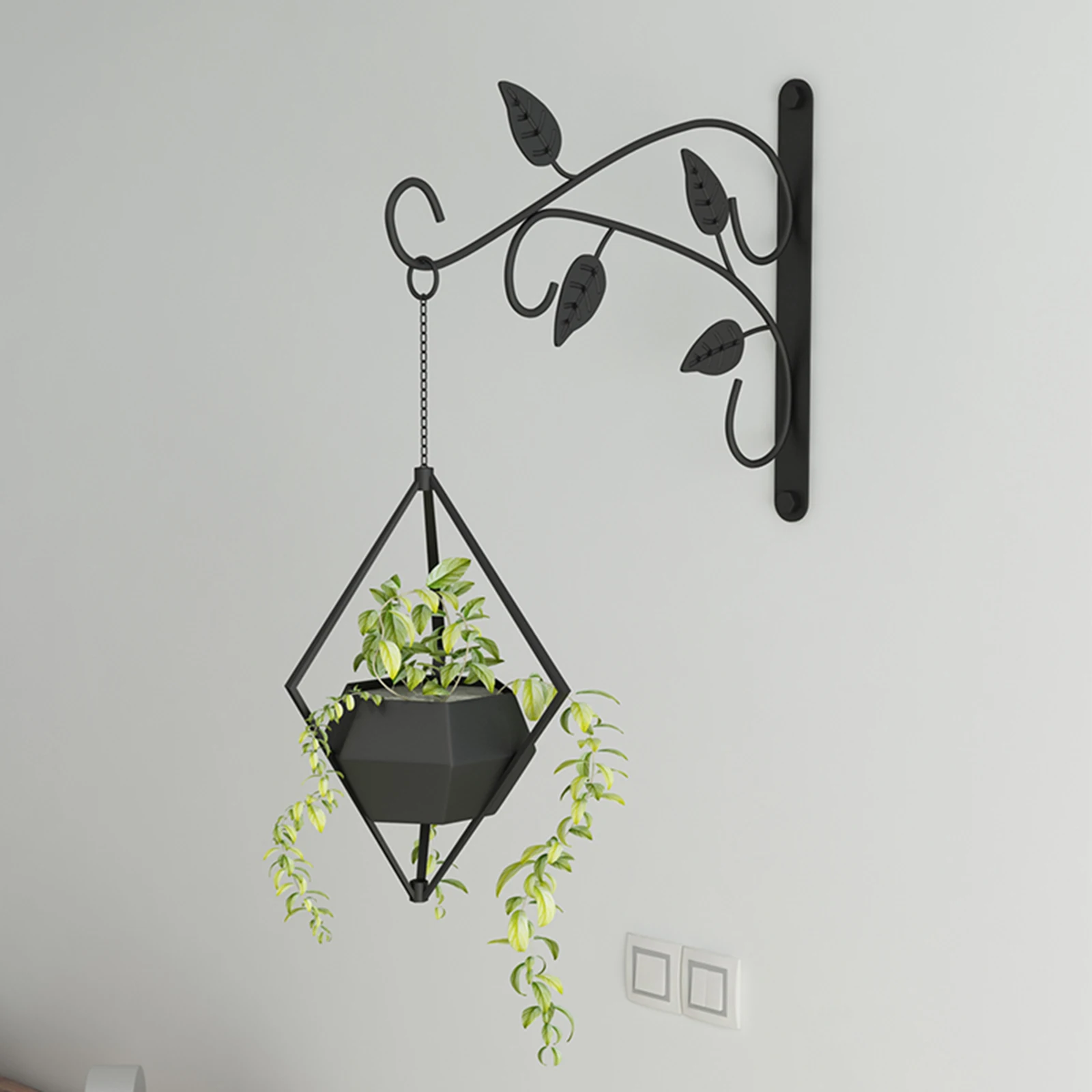Flower Stand Wall-Mounted Metal Bracket Decorative Rack Outdoor Plant Hanger Flowerpots for Balcony Backyard | Дом и сад