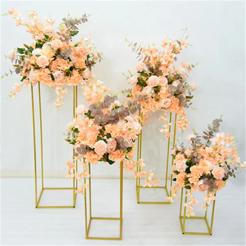 Дисплей цветок стенд подсвечник дорожный свинцовый стол центральные металлические золотые подсвечник-столбик для свадебных канделябр