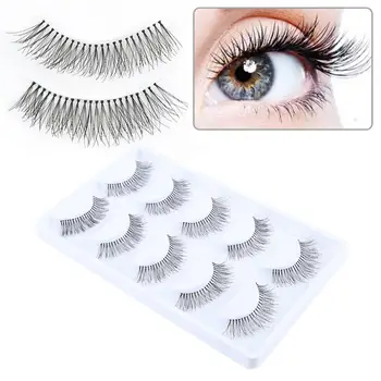 

5 Pairs Handmade False Eyelashes Thick Fiber Eyelashes Fake Eye Lashes Extensions Tool Wispy Makeup Beauty Extension Tools TSLM1