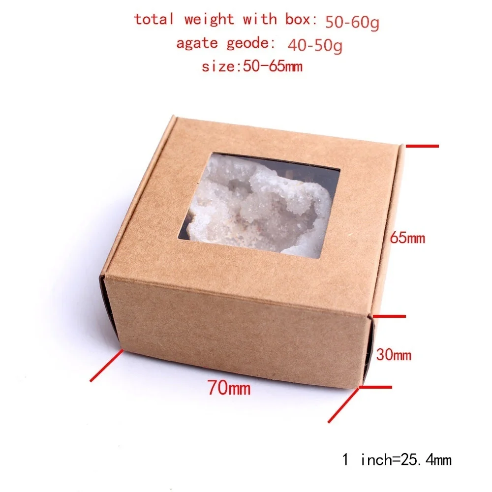 1 шт. натуральный агат геоде с коробкой кристаллический кластер необработанный