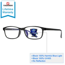YASANDO, модный синий светильник, фильтр, компьютерные очки для защиты глаз, Прямоугольная оправа TR90, оправа для мужчин/женщин 1822