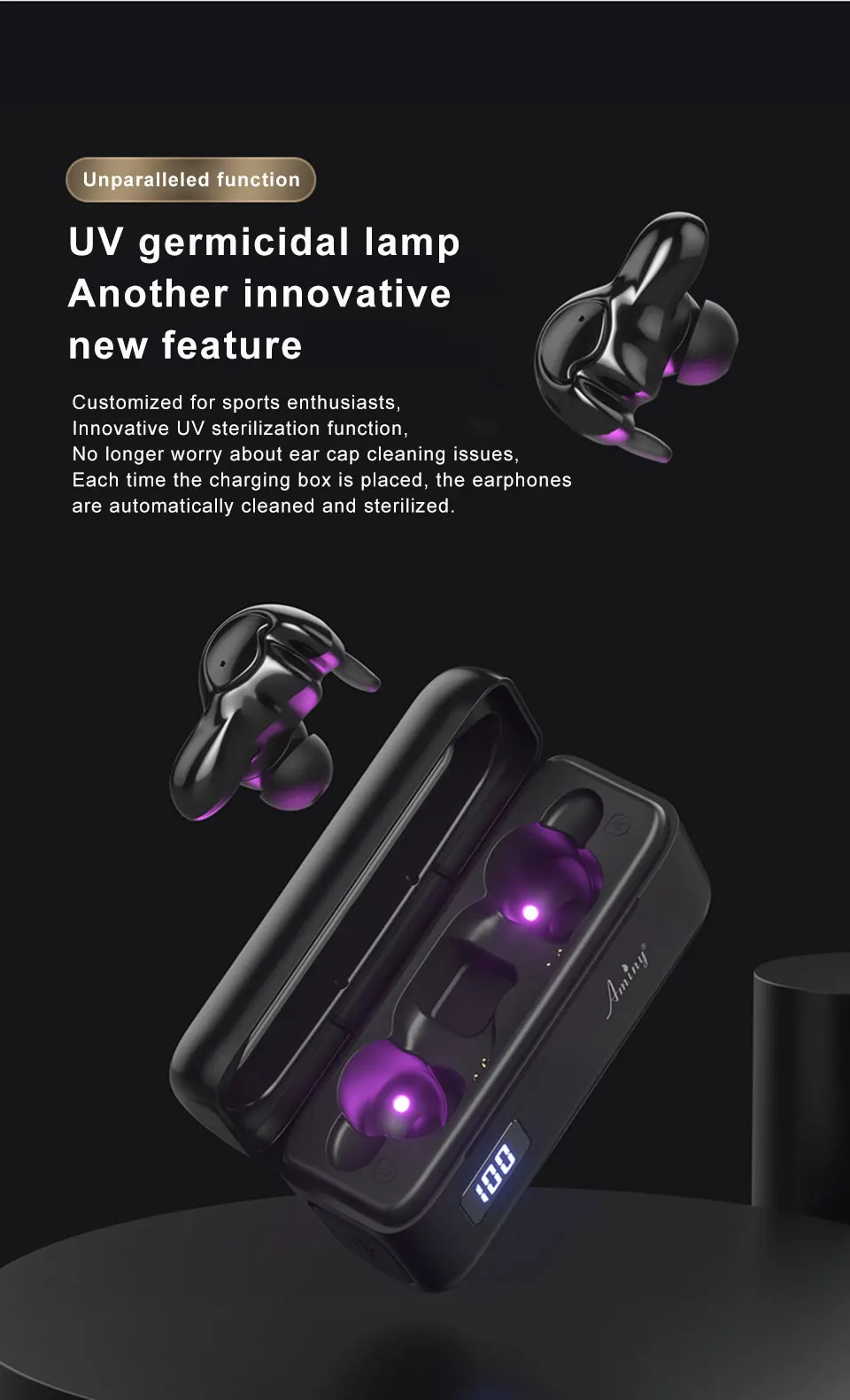 Aminy Bluetooth 5,0 беспроводные наушники IPX6 водонепроницаемые спортивные Беспроводные наушники с шумоподавлением 3D HiFI стерео Bluetooth наушники