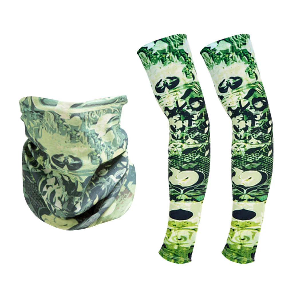 1 Pair Sun Protection Arm Sleeves Cooling Sleeves Arm Cover with Scarf for Bike Cycling/Hiking/Golf/Driving
