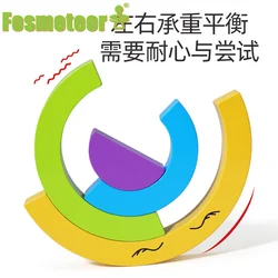 Fosmeteor figuras de unicornio apilables de arcoíris para niños, bloques de construcción creativos, juguete educativo de madera Montessori