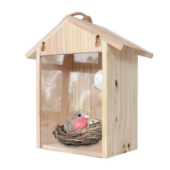 

DIY Sucker Bird Nest Bird House Wooden Birdhouse Solid Wood Bird House Transparent YU-Home