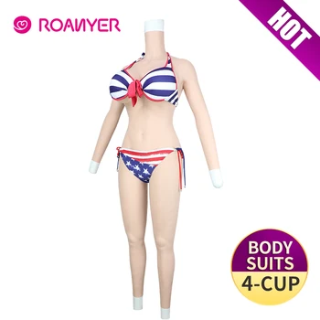 

ROANYER Silicone Whole Bodysuit For Crossdresser Male to Female bodysuit Woman Prosthesis Breast Suit Drag Queen C E G H Cup