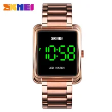 SKMEI Men's Gigital Watch Luxury Brand Men Watches Stainless Steel LED Light Display Electronic Watch For Mens Waterproof Clock(China)