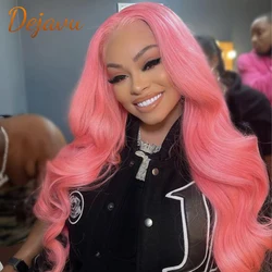 Pink Color Body Wave Human Hair Wigs 613 Lace front Wig 13x4 Frontal Lace wig 32 Inch PrePlucked Remy Hair Wigs for Women
