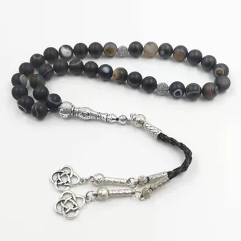 

Natural Black Sulaimani Eyes Agates stone Tasbih prayer beads Misbaha 33beads New styles Muslim Man's jewelry rosary