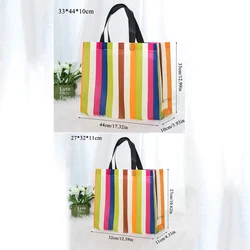 Multi-color Strip Foldable Non-woven Fabric Shopping Bag Reusable Eco-friendly Travel Storage Tote Practical Large Capacity Bag