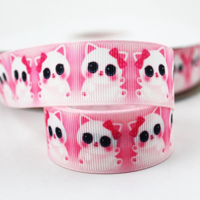 

cartoon cat printed16/22/25/38/75mm grosgrain ribbons 10 25 50 yards DIY bows gift wrapping wedding decoration webbing