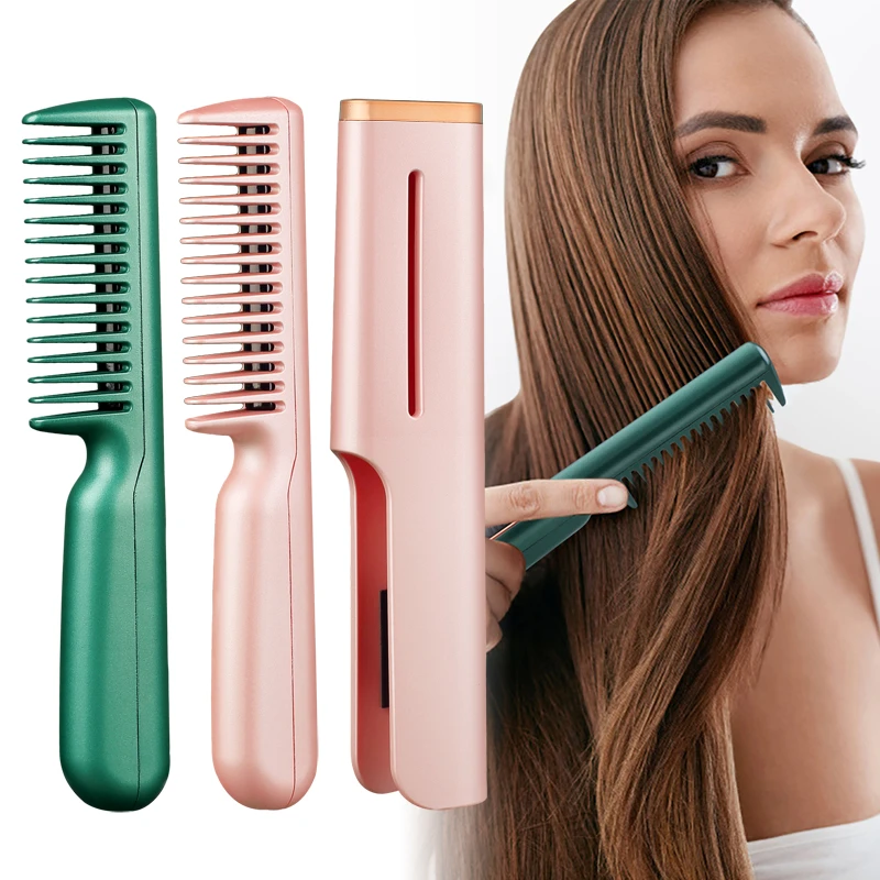Cepillo eléctrico para el cabello 2 en 1, minialisador profesional, rizador, peine Alisador, plancha para estilizar el cabello|Cepillos de pelo eléctricos| - AliExpress