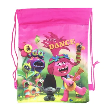 

2pcs cartoon Trolls Fabric non-woven backpack school travel bag party supplies drawstring bag kids boy mochila gift bags