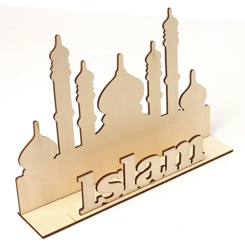 

Wooden For Muslim Islam Castle Ornament Eid Mubarak Ramadan Home Party Decor