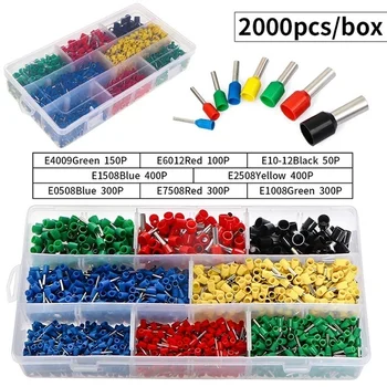 

2000PCS Insulated Cord Pin End Terminal with Pearl Cotton Assortment Kit Wire End Ferrules Wire Terminals Connector