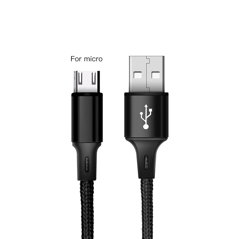 VEEAII 3A кабель для передачи данных зарядное устройство Micro USB кабель для samsung S8 S9 Xiaomi Android зарядка USB 1 м 2 м 0,25 м провод для мобильного телефона - Цвет: Black for Micro