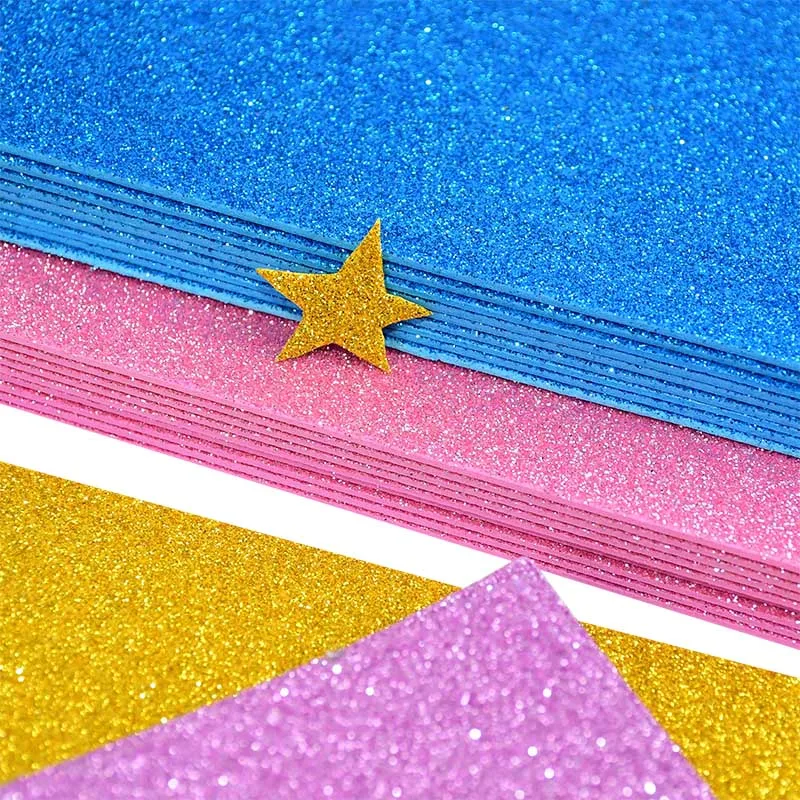 5sheets/bag Foamiran Sponge Glitters Foam Paper 20x30cm Craft Paper Gold Spong Paper Powder Handmade Paper Crafts Decor DIY Gift