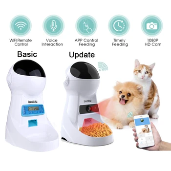 

Iseebiz 3L Automatic Pet Feeder With Voice Record Pets food Bowl For Medium Small Dog Cat LCD Screen Dispensers 4 times One Day