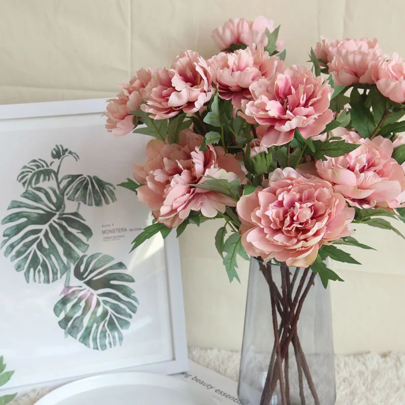 Шелк искусственный цветок поддельные западные розы Пион Свадебный букет классический европейский стиль высокий реалистичный внешний вид