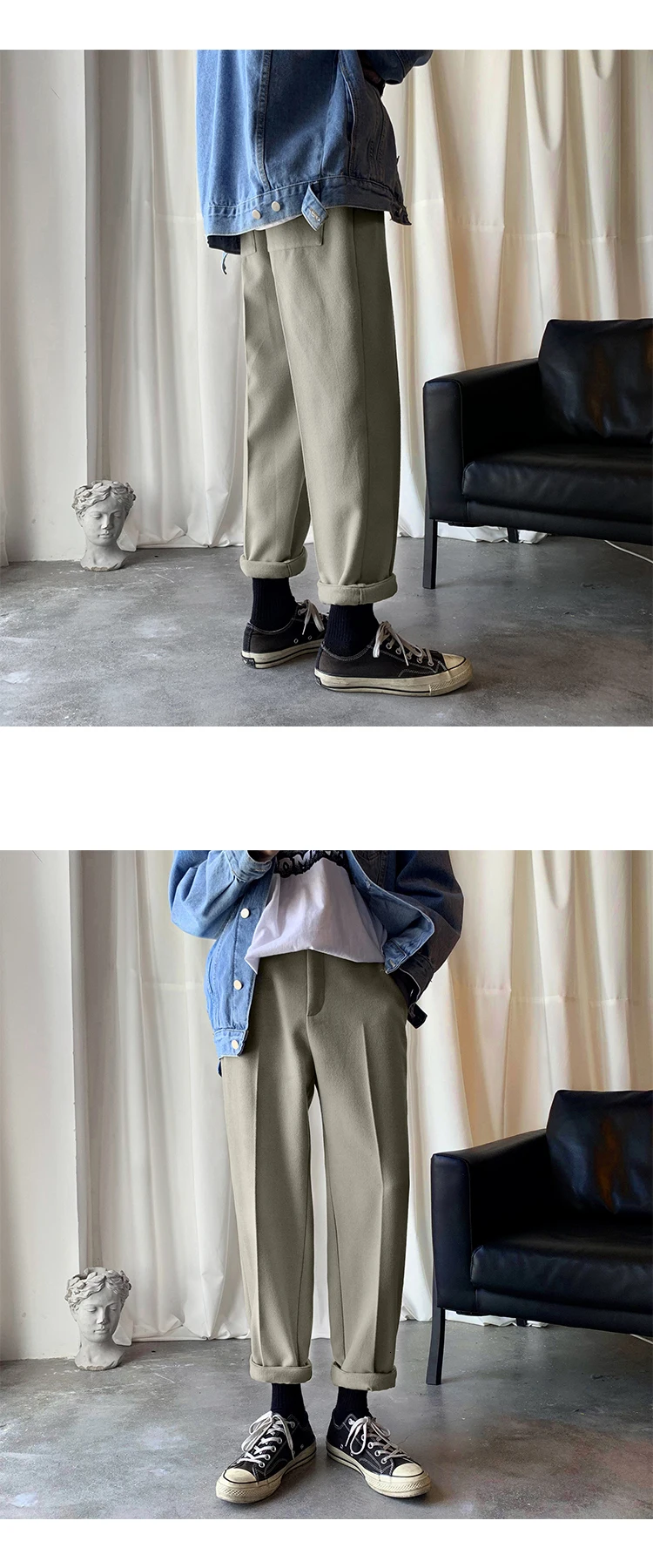 Зимние новые шерстяные брюки мужские модные однотонные деловые повседневные брюки мужские уличные свободные прямые брюки мужские M-2XL